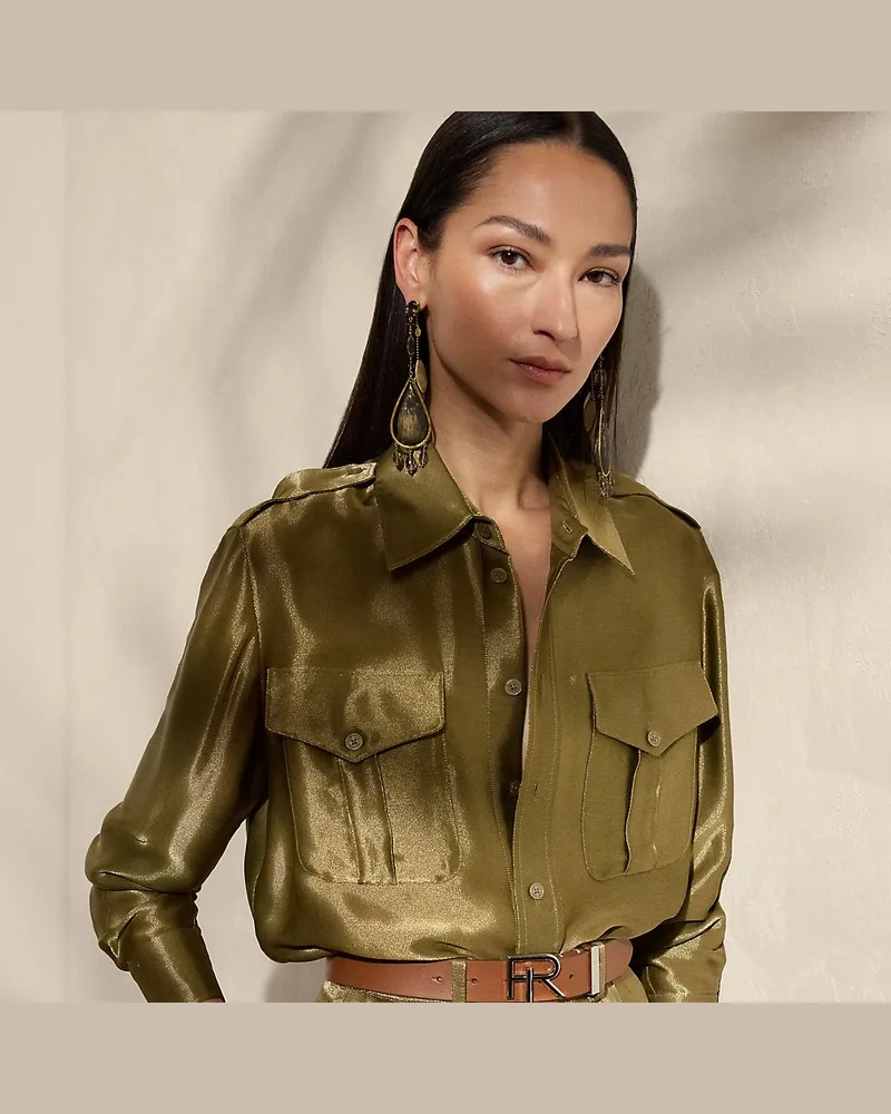 Ralph Lauren Hemd Natalie aus Metallic-Satin Green