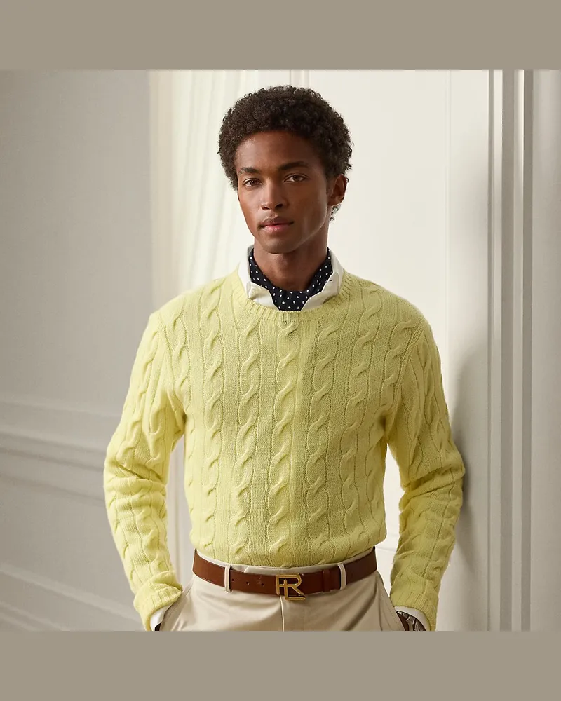Ralph Lauren Kaschmirpullover mit Zopfmuster Yellow