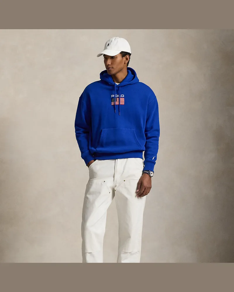 Ralph Lauren Fleece-Kapuzenpullover mit Flagge Blue