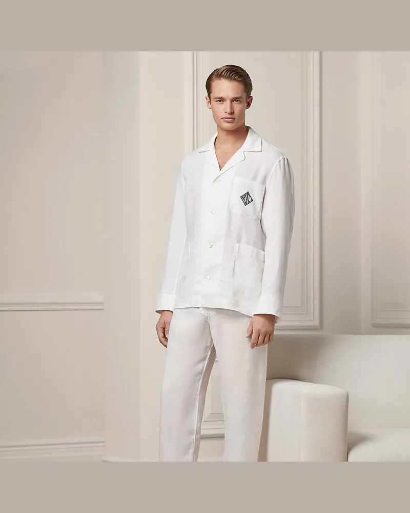 Ralph Lauren Monogramm-Pyjama aus Leinen White