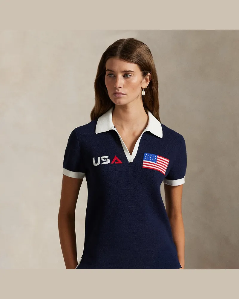 Ralph Lauren Strick-Poloshirt U.S. Ryder Cup Blue