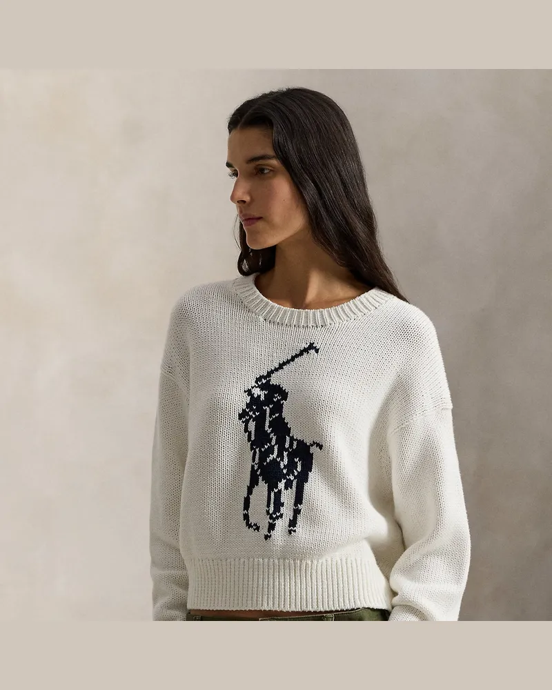 Ralph Lauren Big Pony Rundhalspullover aus Baumwolle White