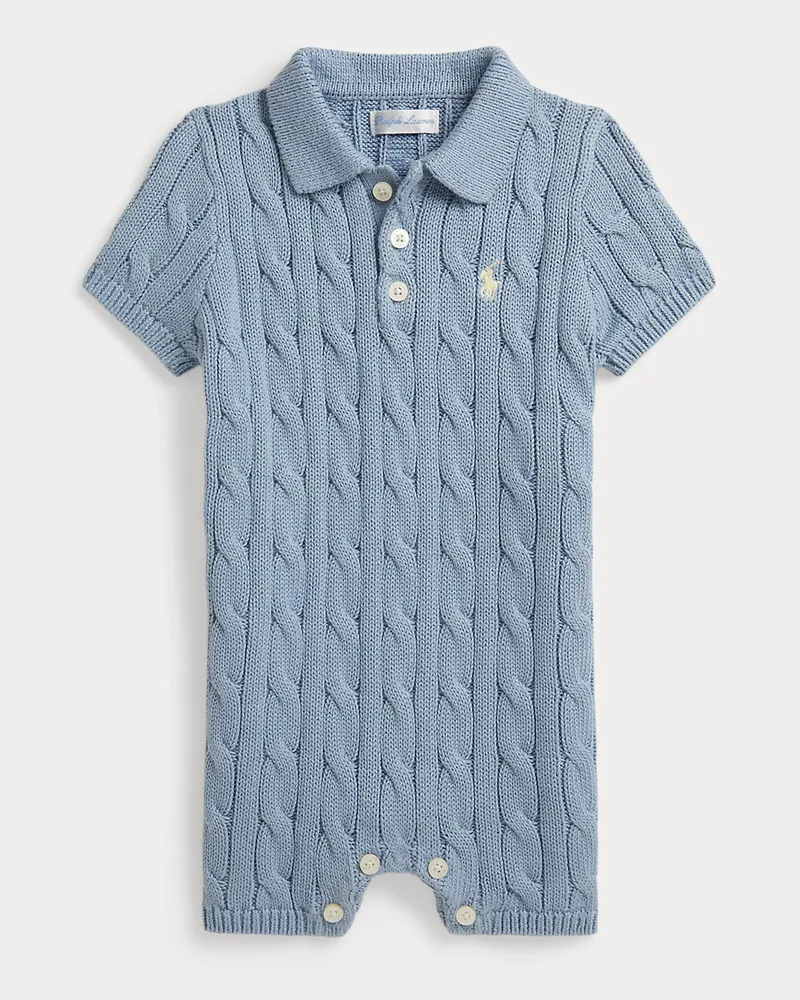 Ralph Lauren Polo-Sommerstrampler mit Zopfmuster Blue