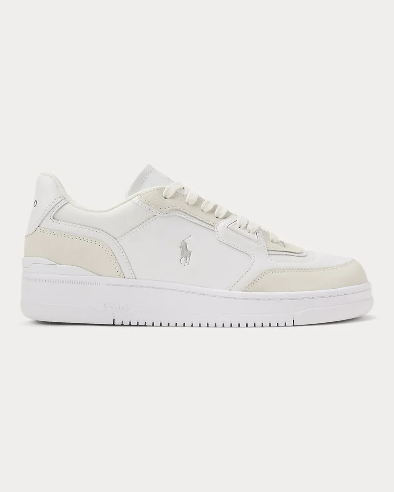 Ralph Lauren Leder-Wildleder-Sneaker Open Masters White