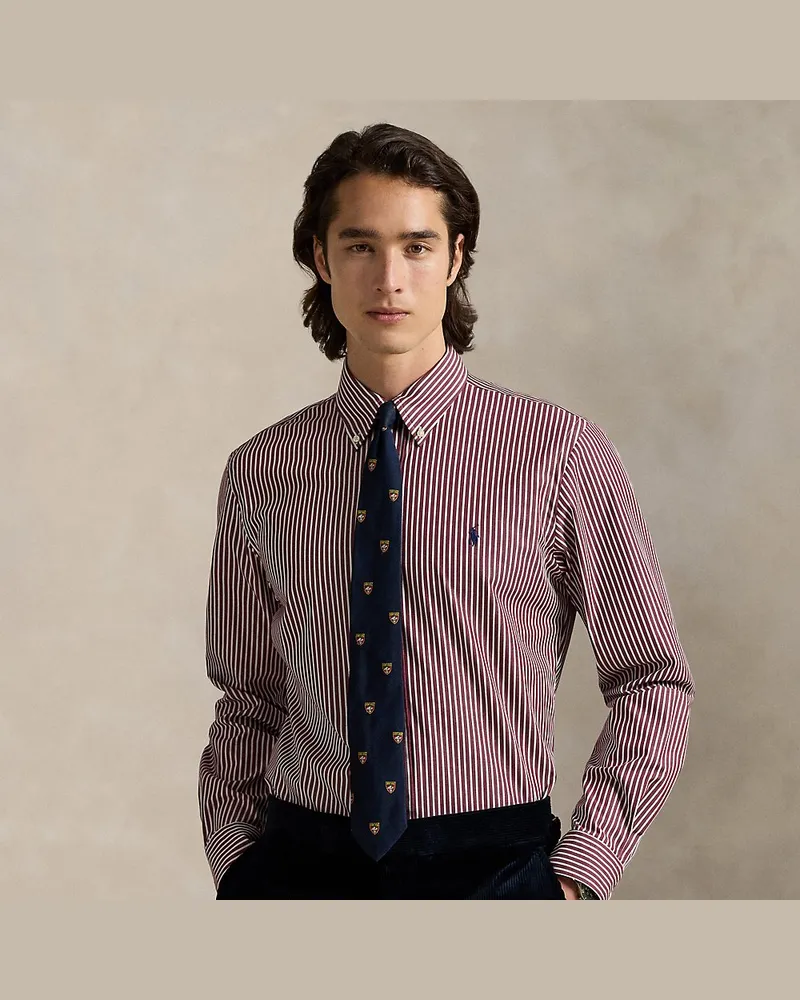 Ralph Lauren Gestreiftes Slim-Fit Hemd aus Popeline Red