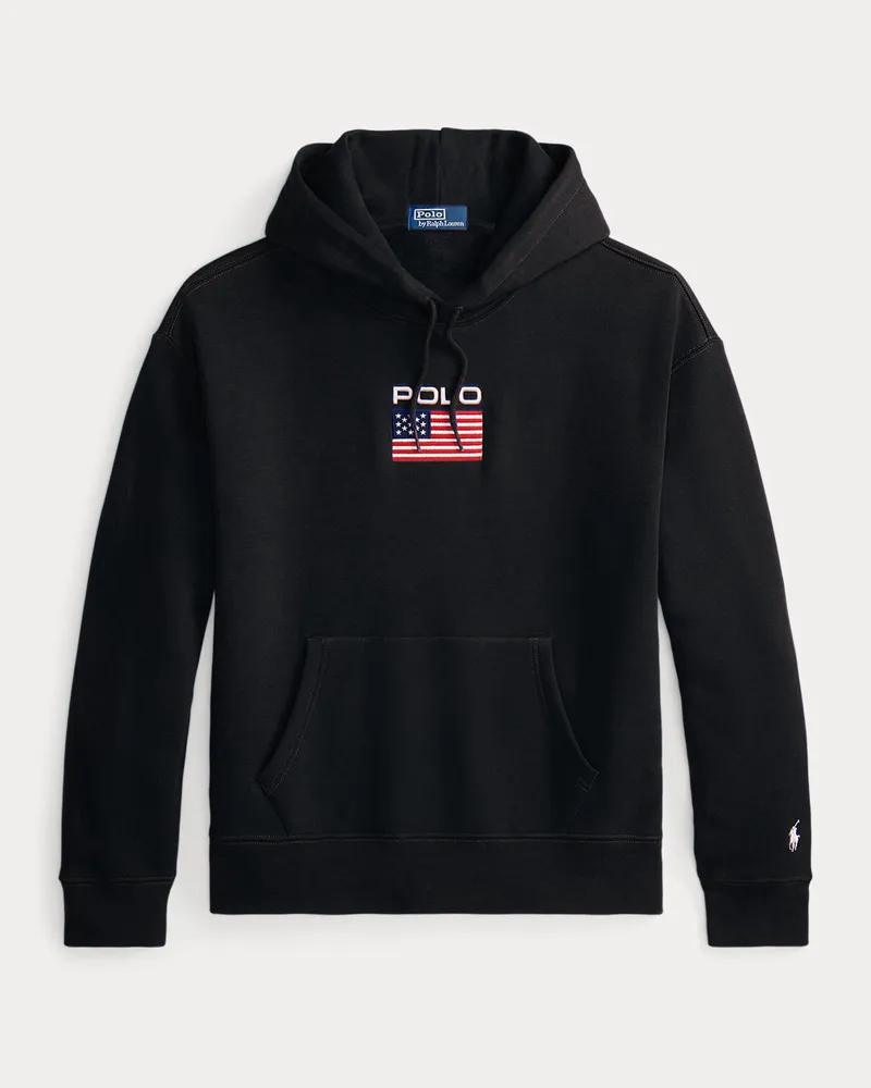Ralph Lauren Fleece-Kapuzenpullover mit Flagge Black