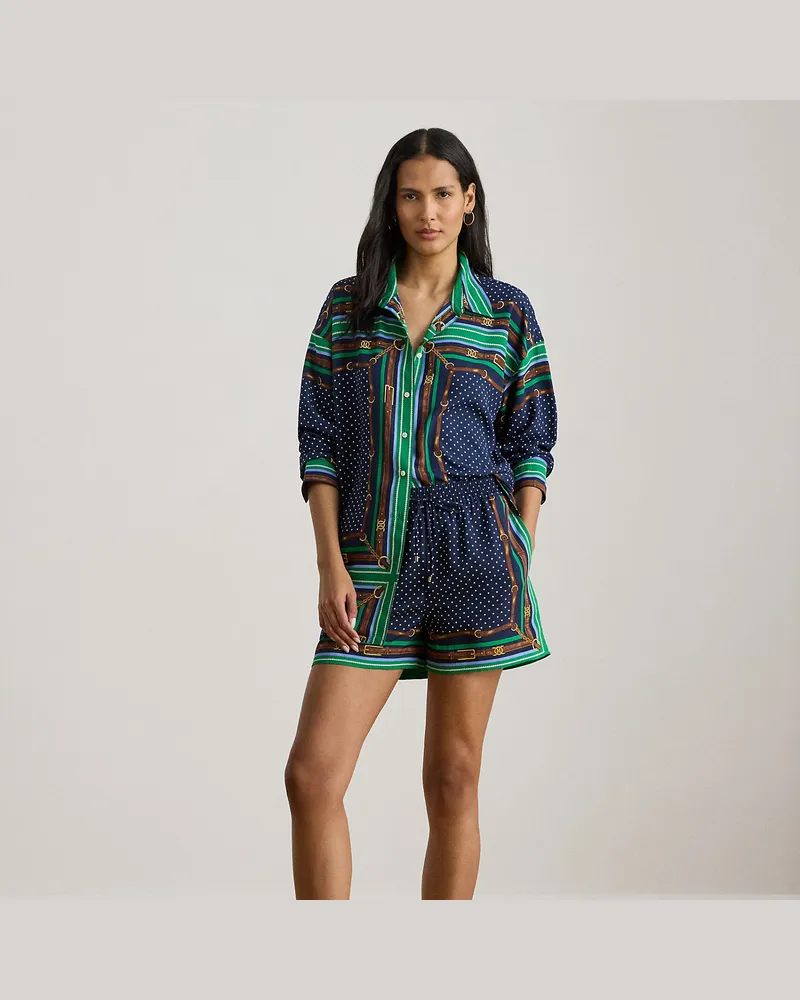 Ralph Lauren Gemusterte Shorts mit Tunnelzug Blue