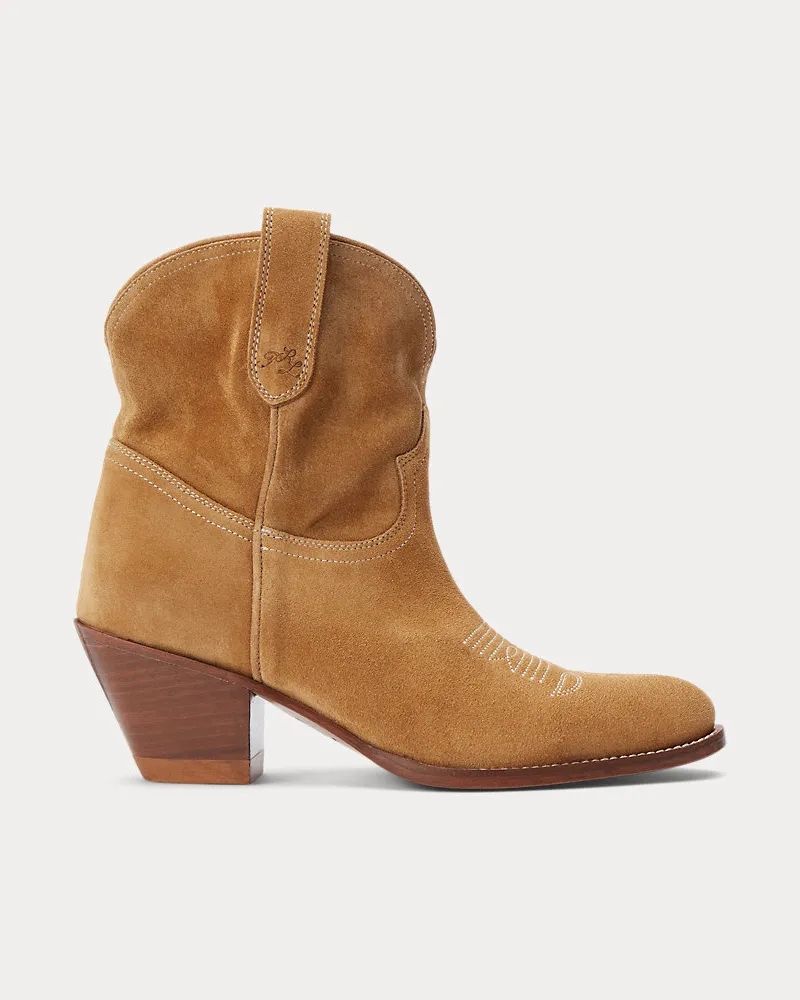 Ralph Lauren Westernstiefel aus Kalbswildleder Brown