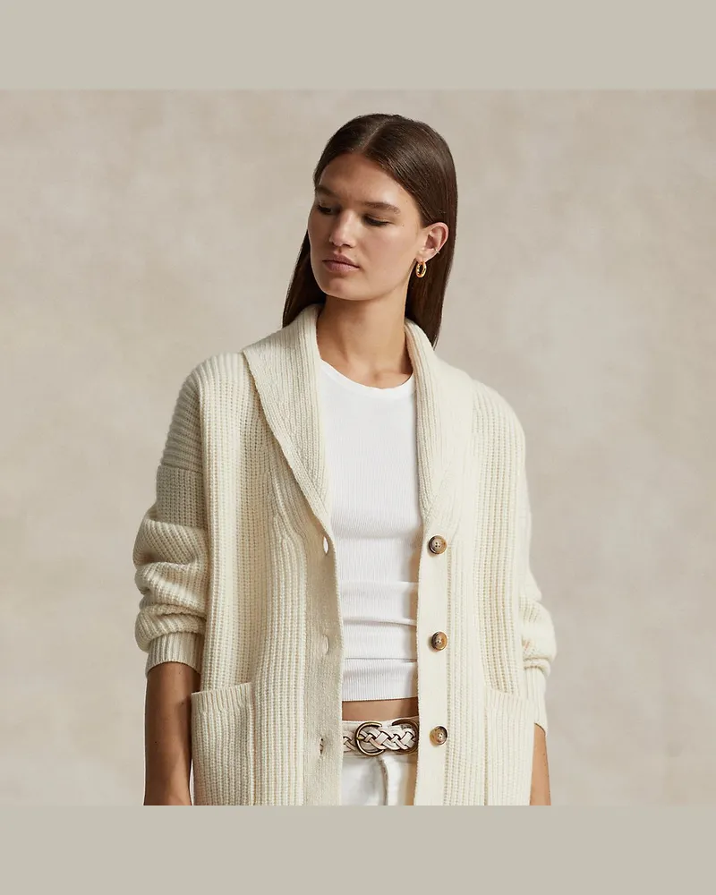 Ralph Lauren Strickjacke mit Schalkragen Cream
