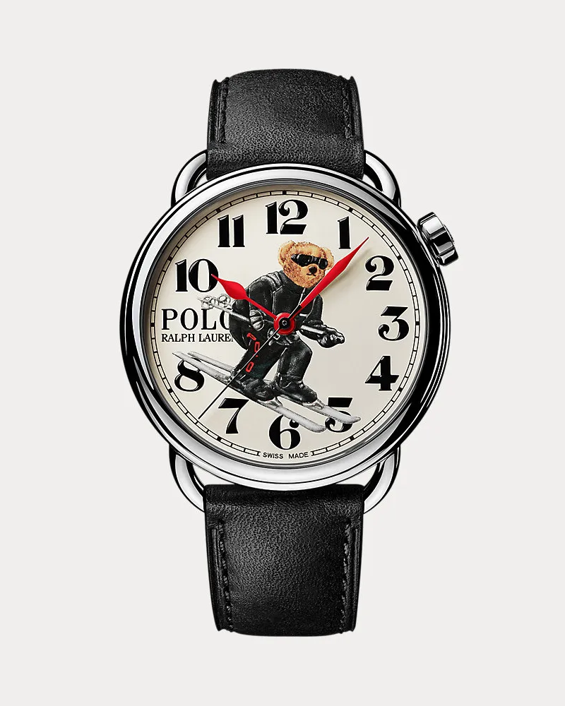 Ralph Lauren Stahl-Armbanduhr in Weiß mit Polo Bear White