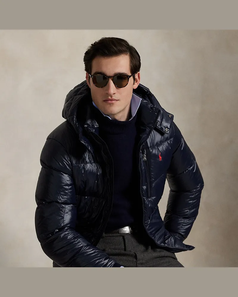 Ralph Lauren Die glänzende Daunenjacke Gorham Blue