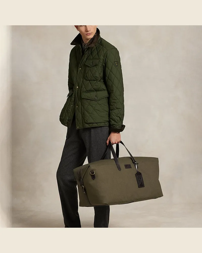 Ralph Lauren Segeltuch-Reisetasche mit Lederbesatz Green