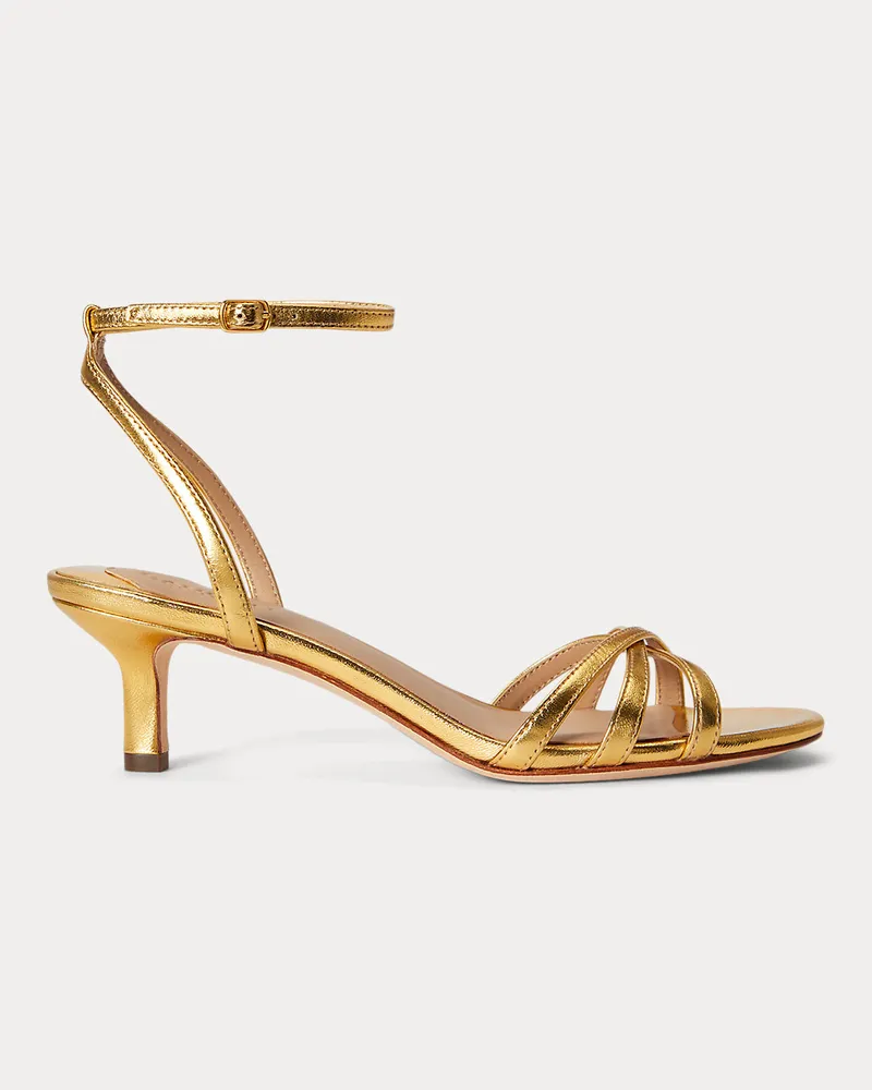 Ralph Lauren Metallic-Sandale Kendyl mit Kitten-Heel Gold