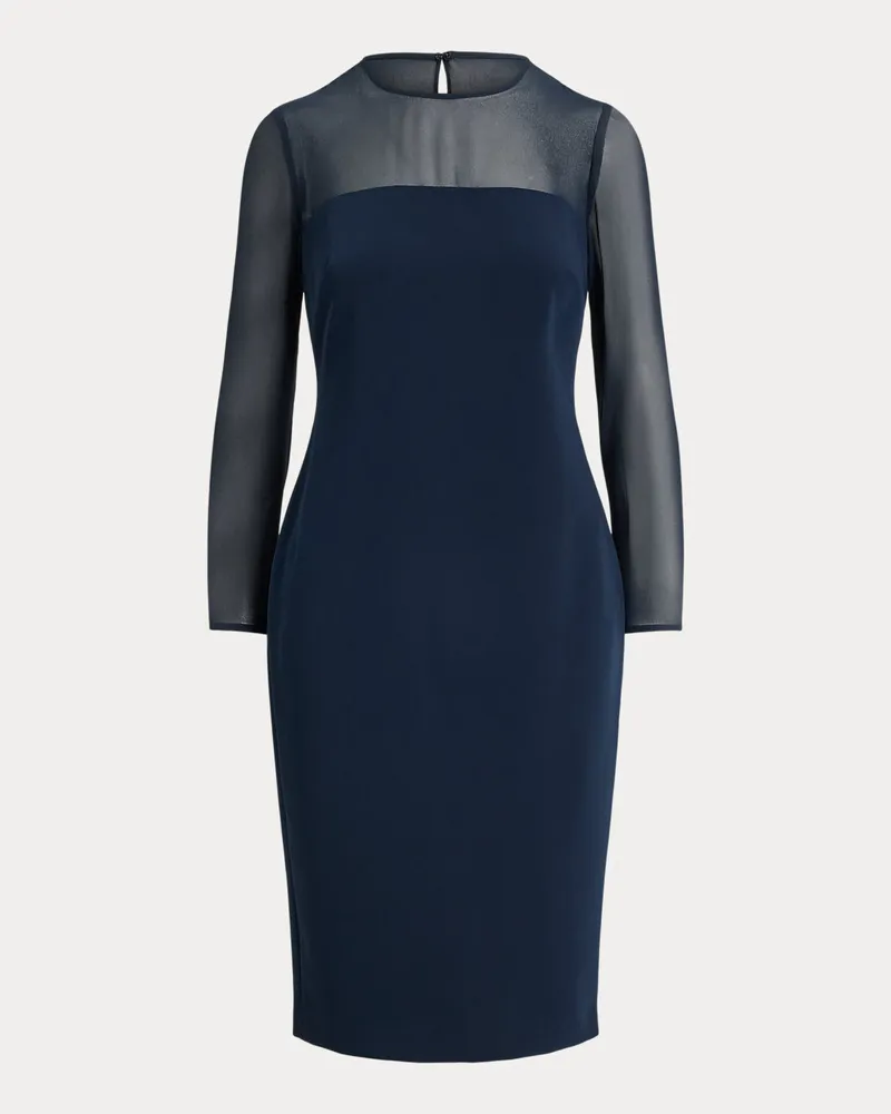 Ralph Lauren Cocktailkleid aus Crêpe und Chiffon Blue