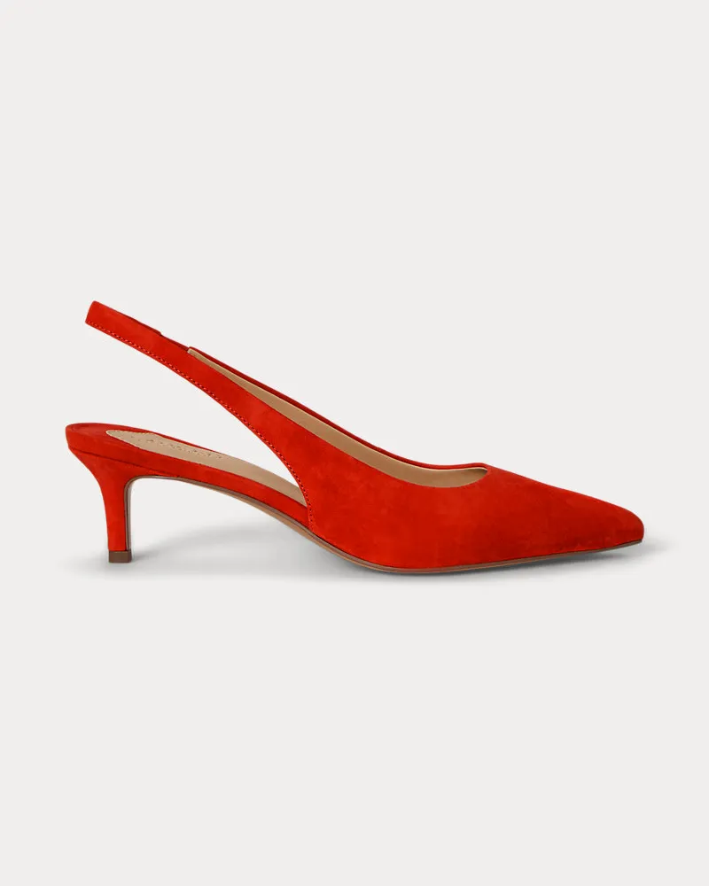 Ralph Lauren Wildleder-Pumps Lolah II mit Riemchen Red