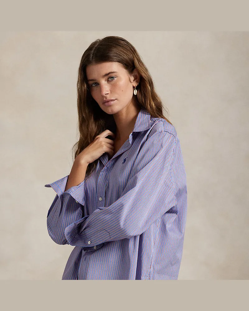 Ralph Lauren Verkürztes, kastenförmiges Baumwollhemd Blue