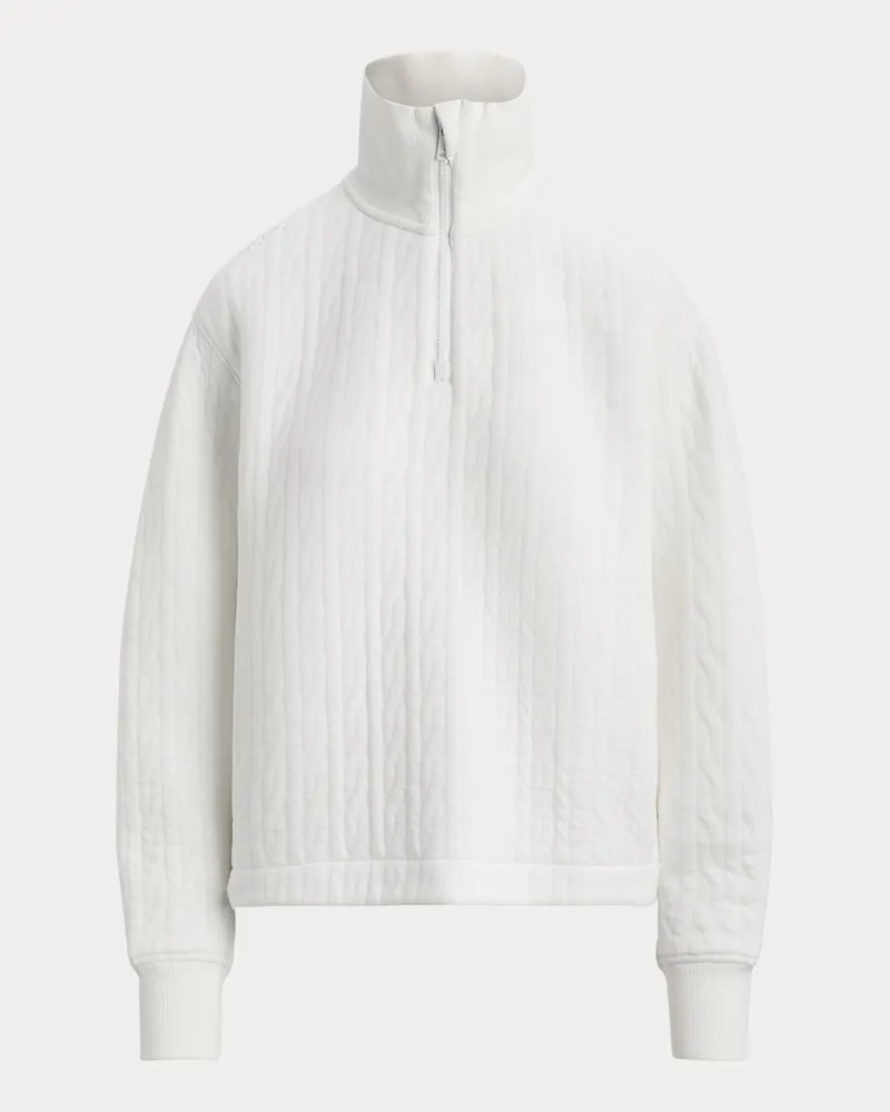 Ralph Lauren Zopfpullover mit Viertelreißverschluss White
