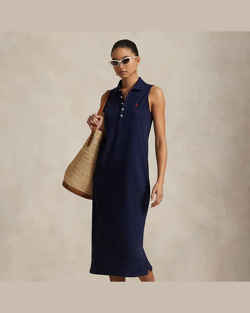 Ralph Lauren Ärmelloses Polokleid aus Baumwollstretch Blue