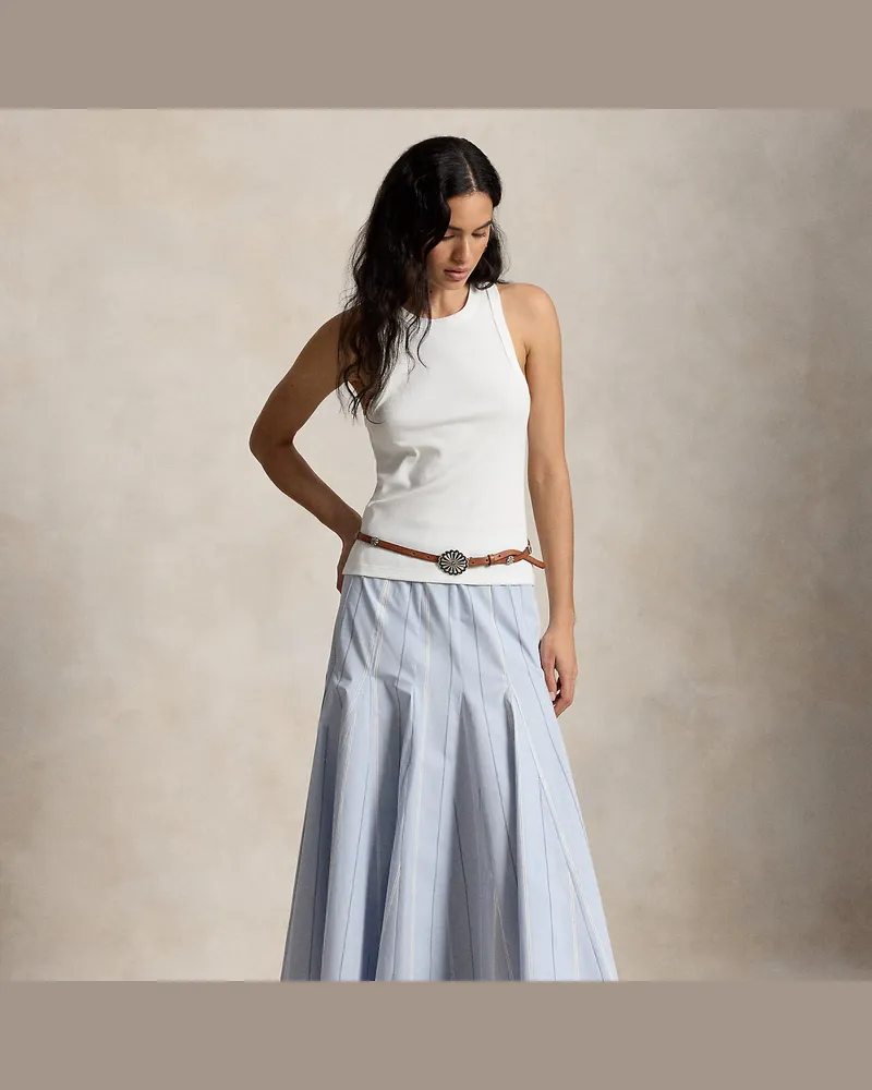 Ralph Lauren Gestreifter Baumwollrock in A-Linie Blue