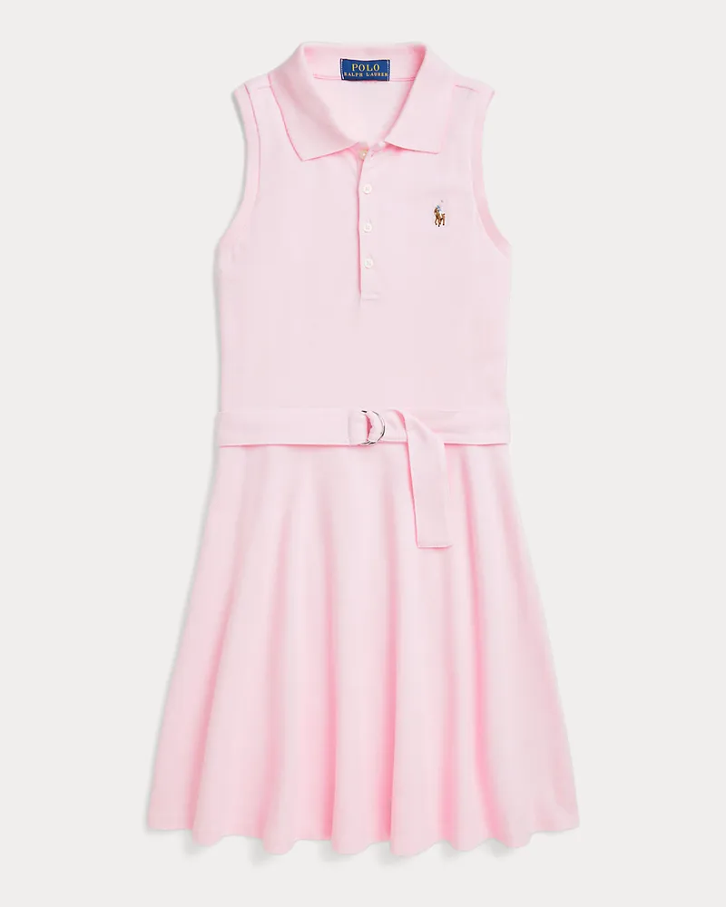 Ralph Lauren Oxford-Piqué-Polokleid mit Gürtel Pink