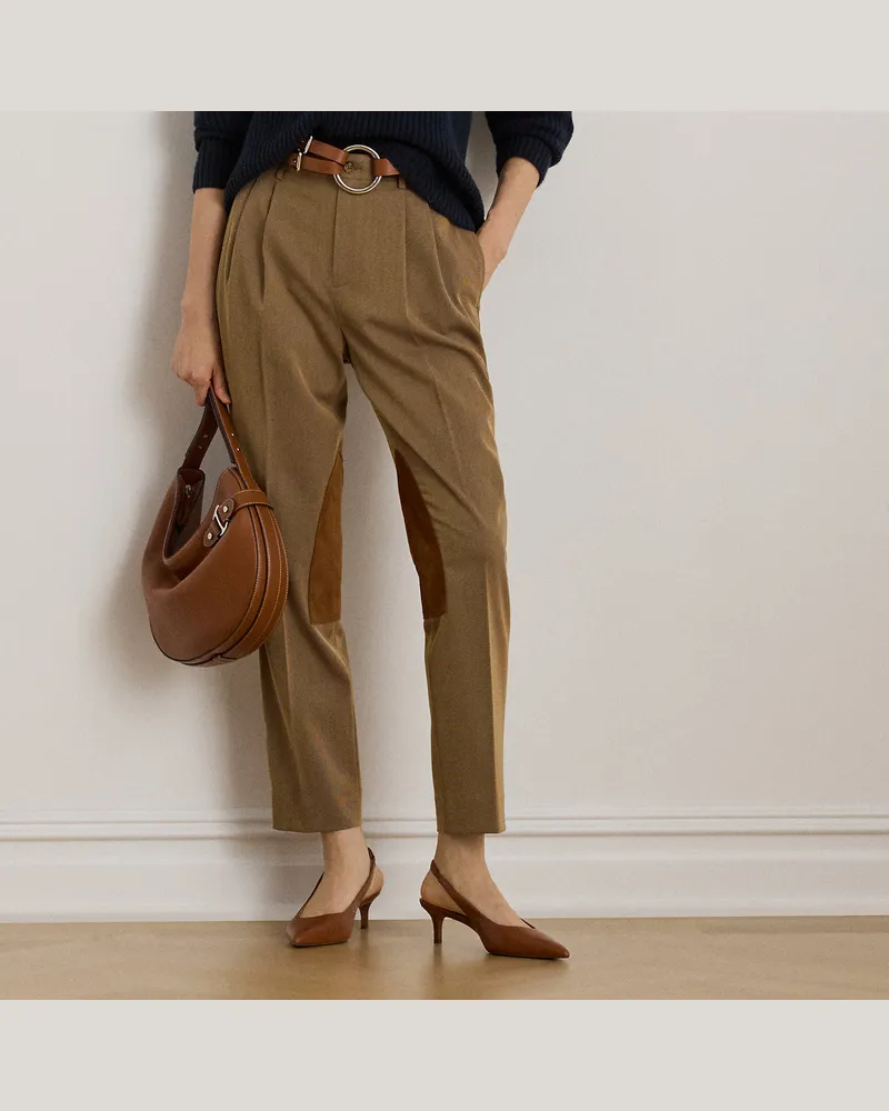 Ralph Lauren Bi-Stretch-Reithose mit Wildlederbesatz Brown