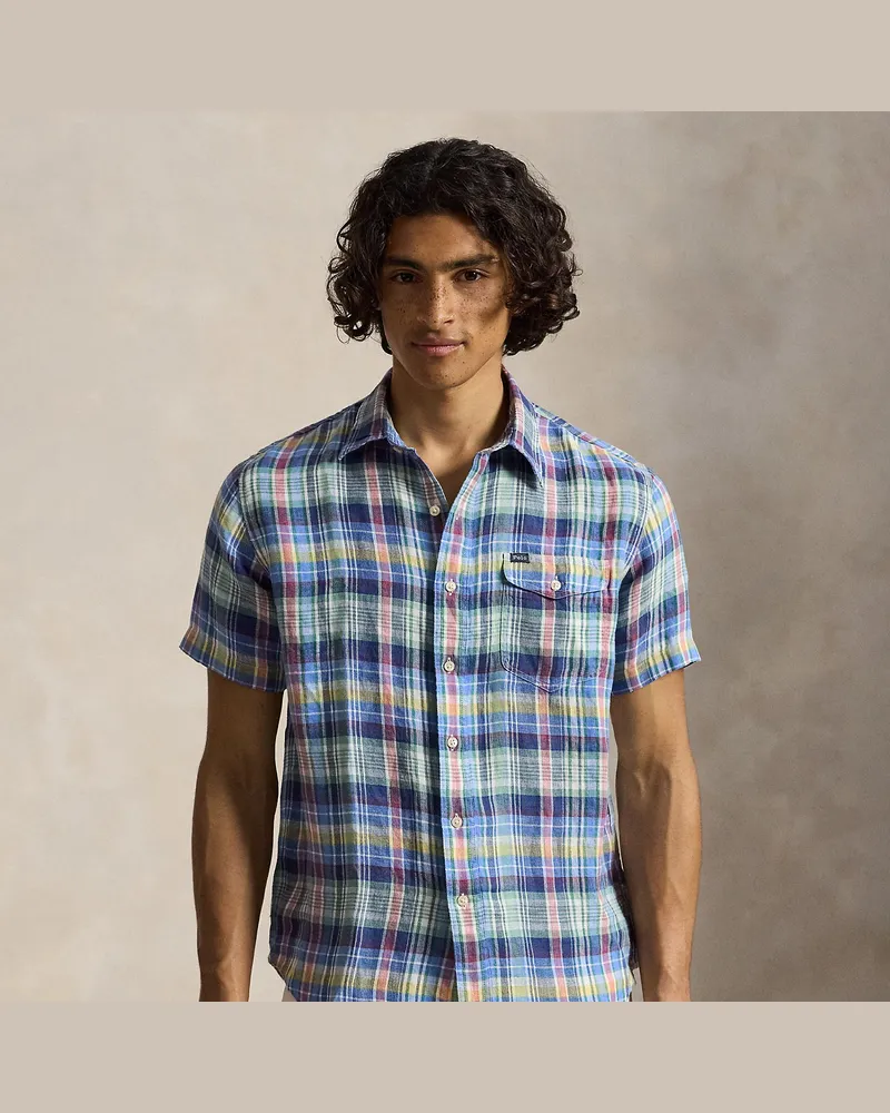 Ralph Lauren Classic-Fit Leinenhemd mit Karomuster Blue