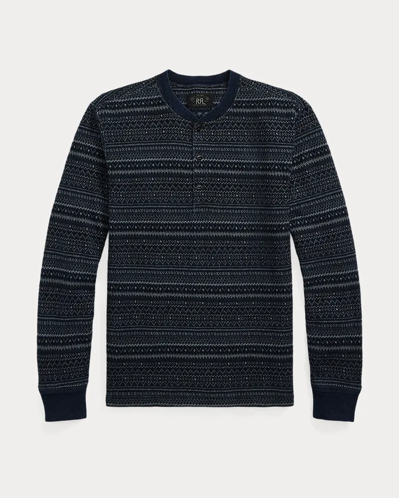 Ralph Lauren Jacquard-Henley in Indigo Blue
