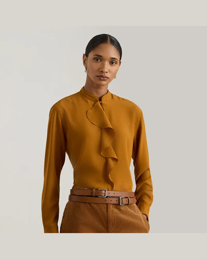 Ralph Lauren Georgette-Tunika mit Rüschenbesatz Brown