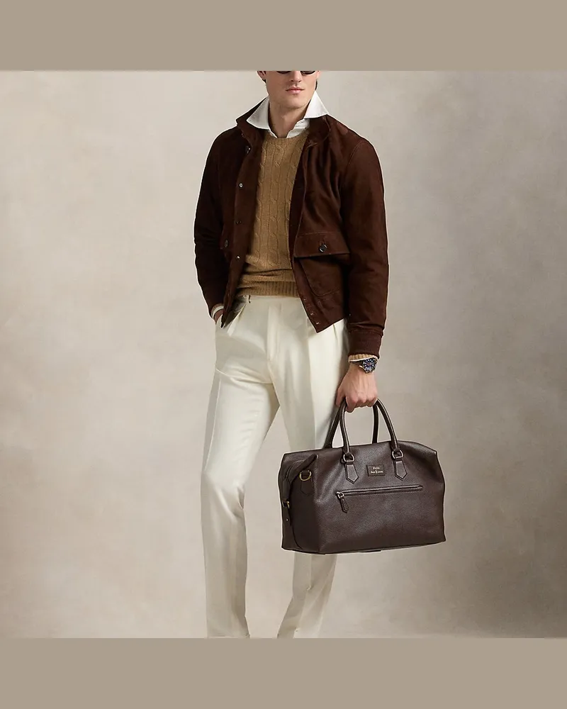 Ralph Lauren Reisetasche aus Narbenleder Brown