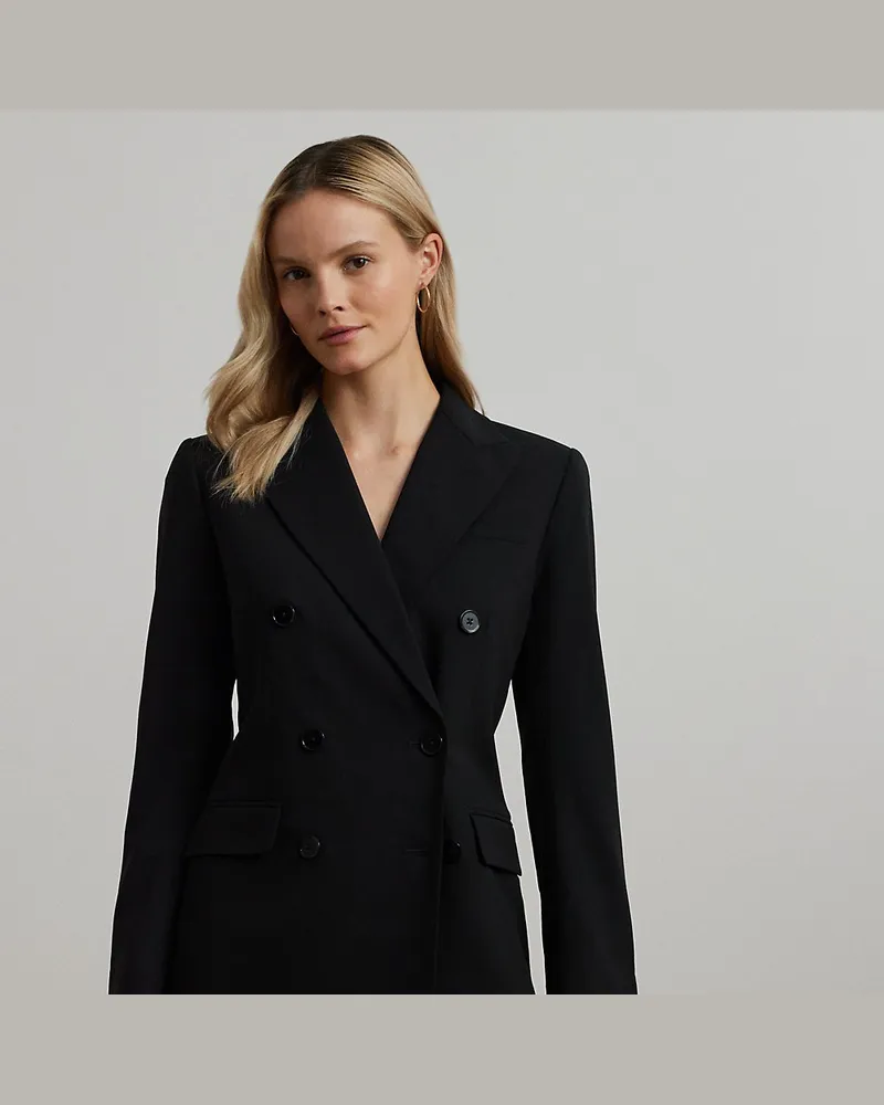 Ralph Lauren Zweireihiger Blazer aus Wollkrepp Black