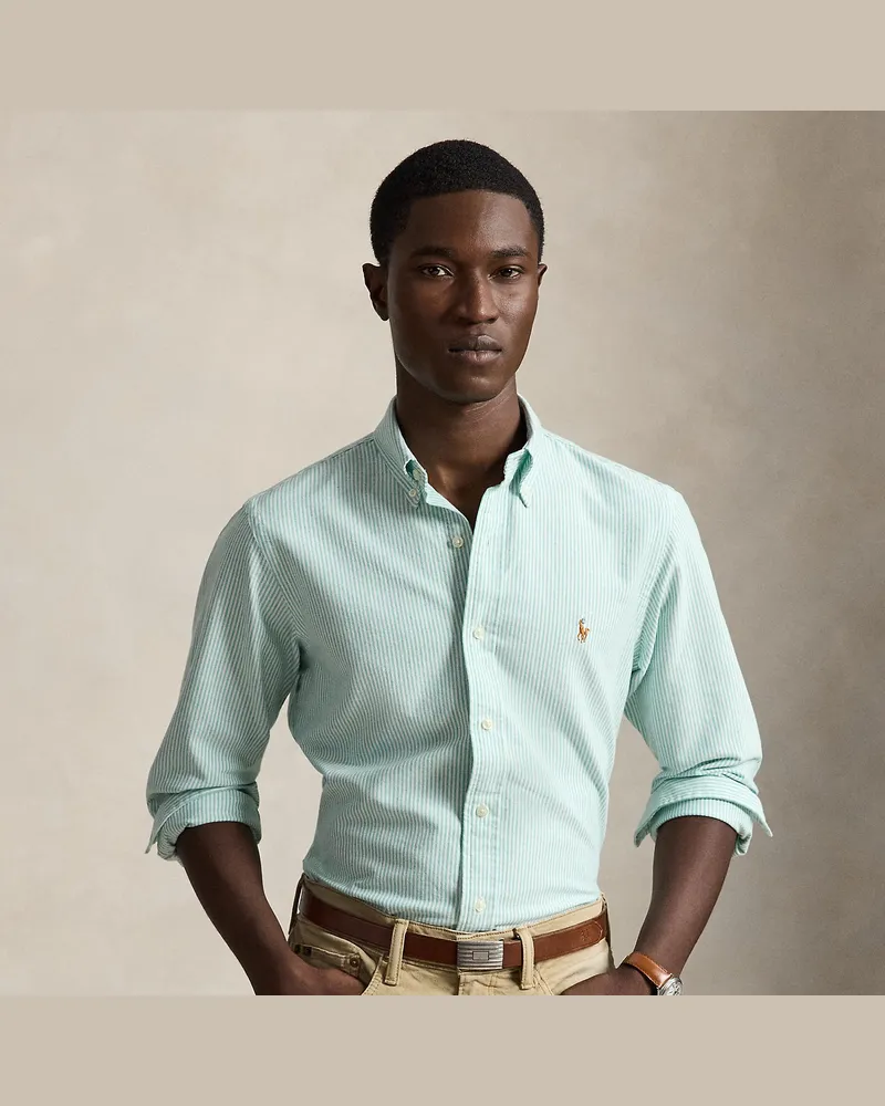 Ralph Lauren Gestreiftes Custom-Fit Oxfordhemd Green