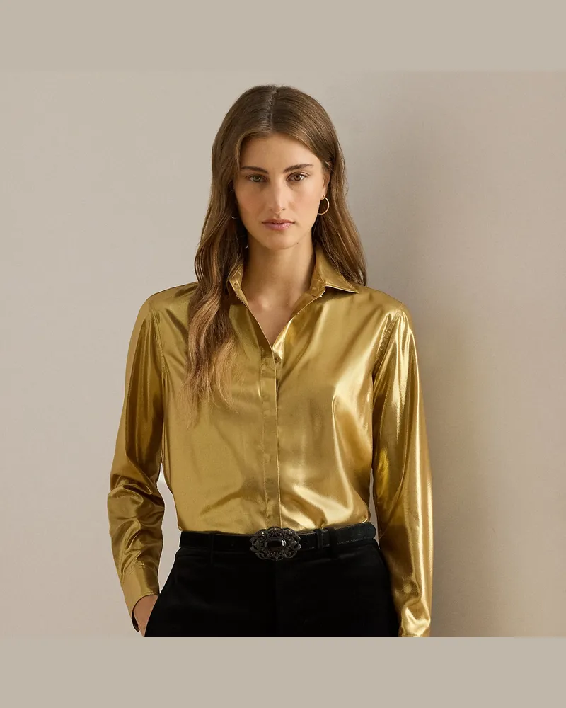 Ralph Lauren Classic-Fit Hemd aus Metallic-Chiffon Gold