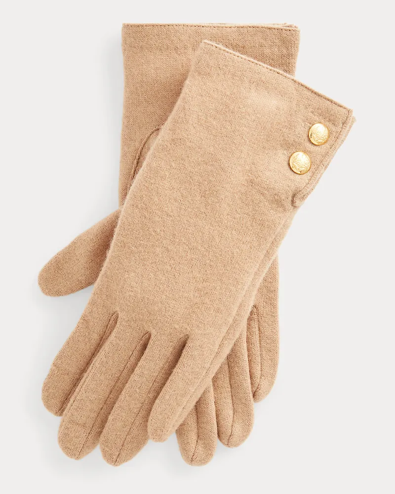 Ralph Lauren Touchscreen-Handschuhe mit Knöpfen Tan