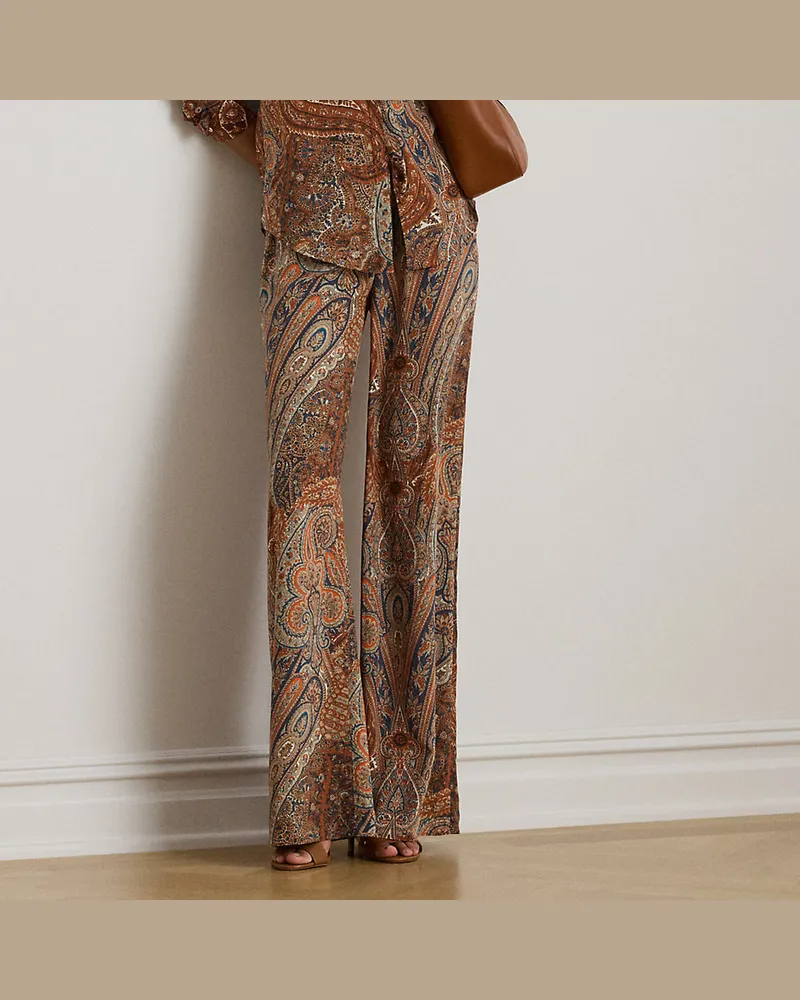 Ralph Lauren Paisley-Crêpehose mit weitem Bein White