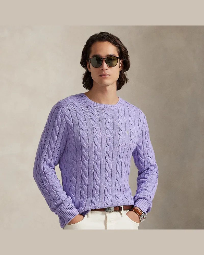 Ralph Lauren Baumwollpullover mit Zopfmuster Purple