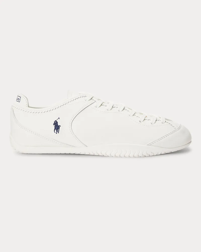 Ralph Lauren Niedriger Ledersneaker im Bahnen-Design White