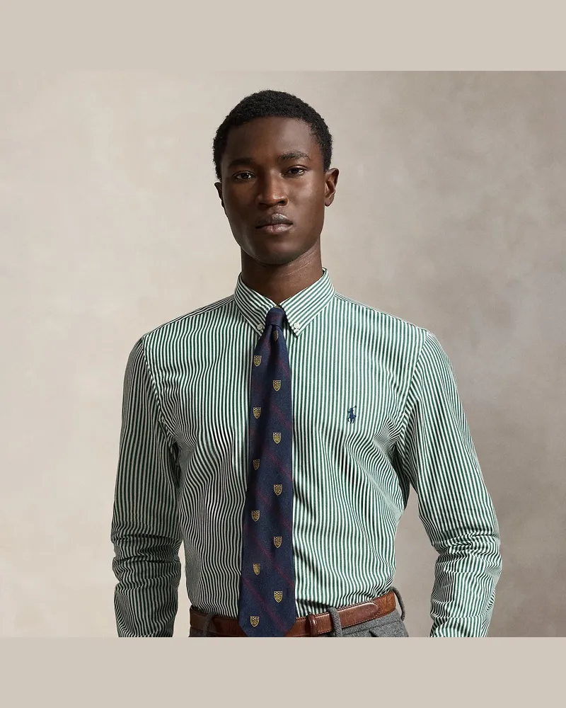 Ralph Lauren Gestreiftes Slim-Fit Hemd aus Popeline Green