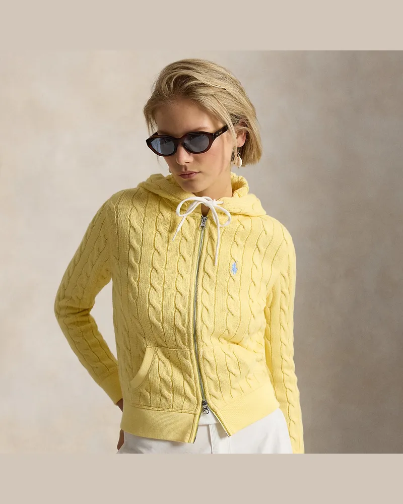 Ralph Lauren Baumwoll-Kapuzenjacke mit Zopfmuster Yellow