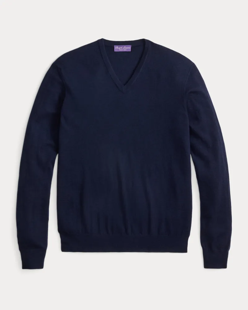Ralph Lauren Kaschmirpullover mit V-Ausschnitt Blue