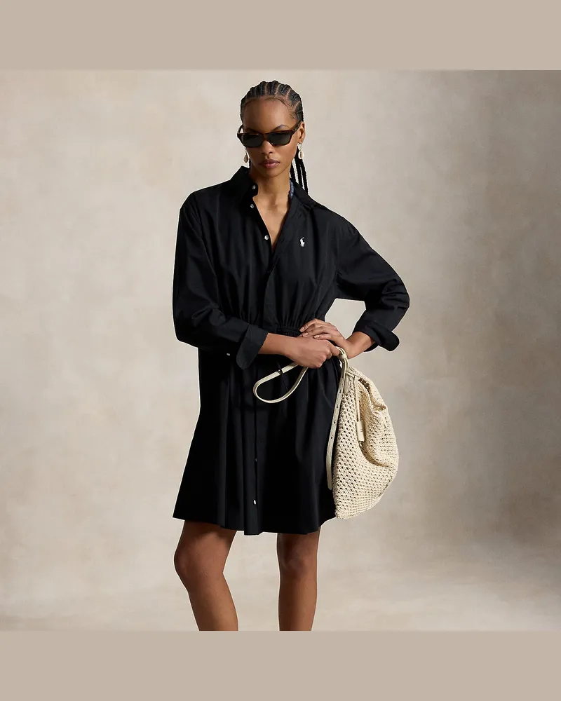 Ralph Lauren Baumwoll-Hemdkleid mit Tunnelzug Black