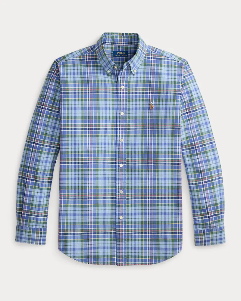 Ralph Lauren Kariertes Custom-Fit Oxfordhemd Blue