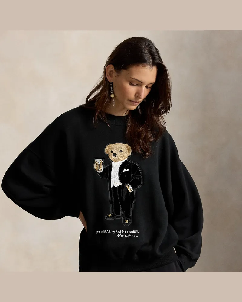 Ralph Lauren Fleece-Sweatshirt mit Martini Polo Bear Black