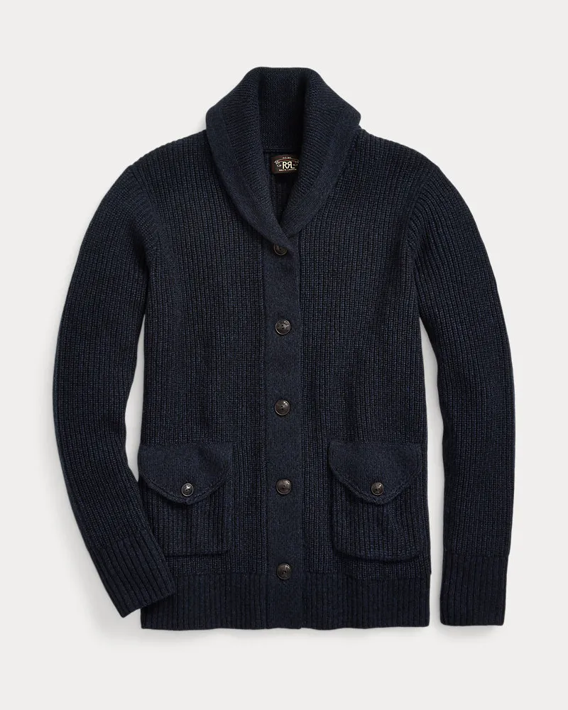 Ralph Lauren Kaschmir-Strickjacke mit Schalkragen Blue