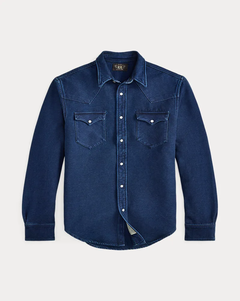 Ralph Lauren Slim-Fit Chamois-Westernhemd in Indigo Blue