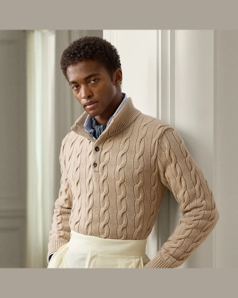 Ralph Lauren Kaschmirpullover mit Zopfmuster Gold