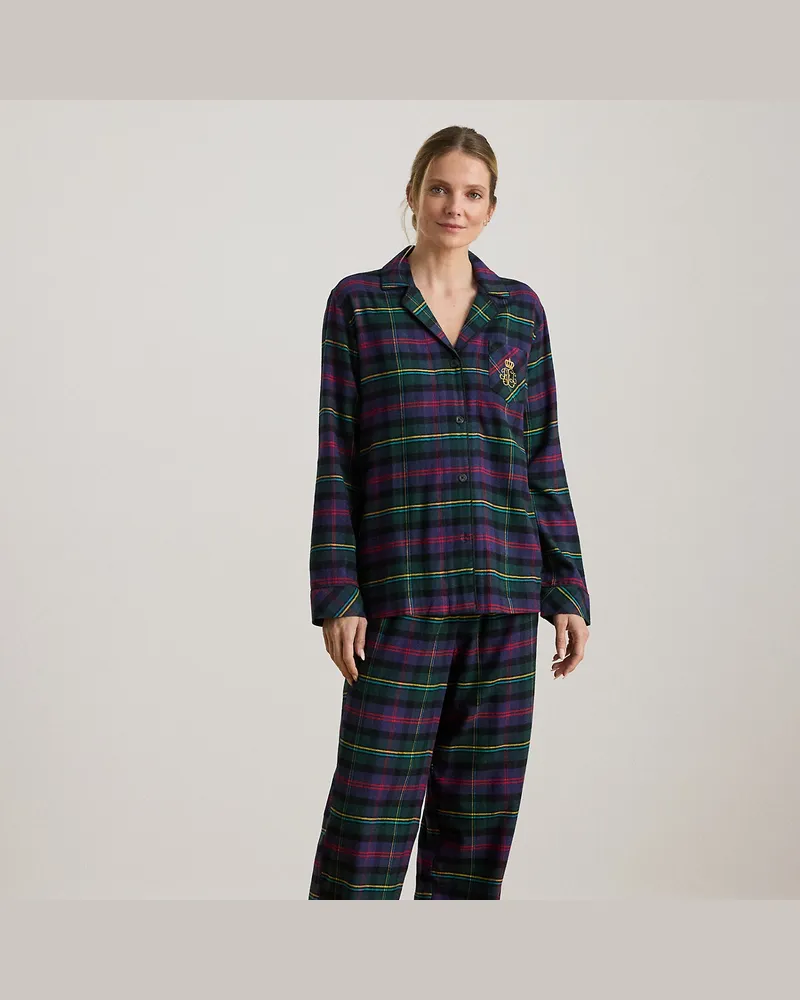 Ralph Lauren Karierter Pyjama aus angerautem Twill Green