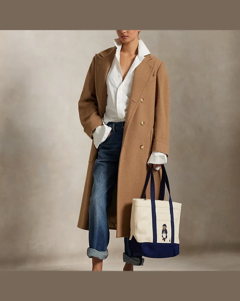 Ralph Lauren Mittelgroße Segeltuchtasche mit Bear Natural