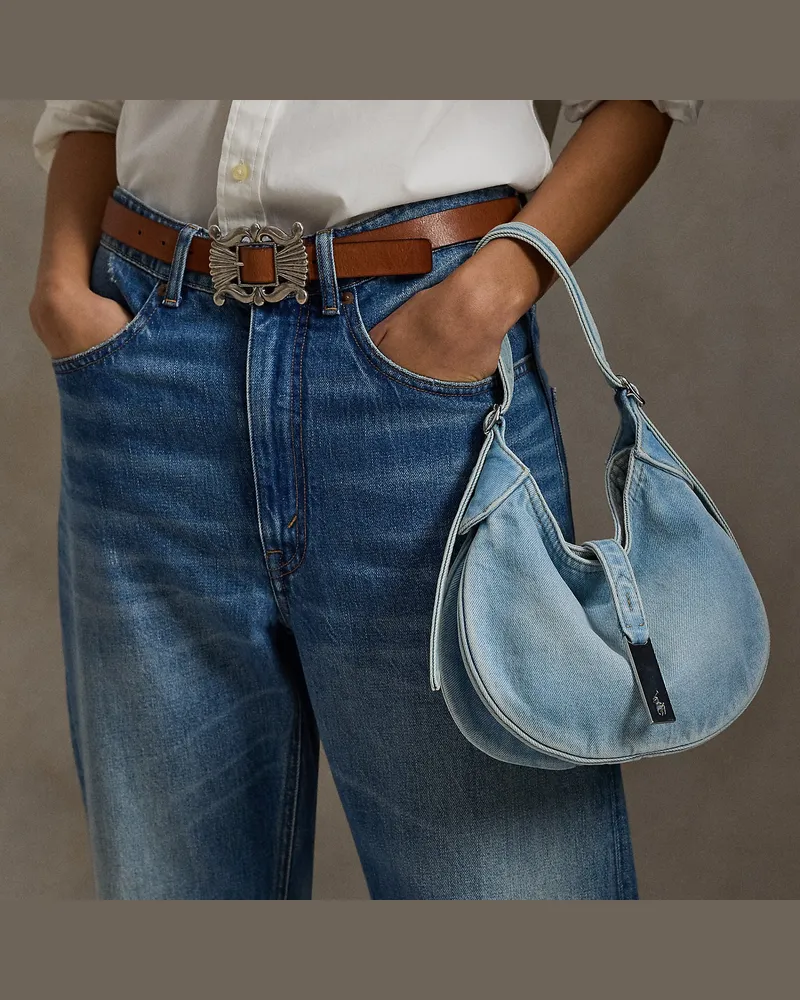 Ralph Lauren Kleine Denim-Schultertasche Polo ID Blue