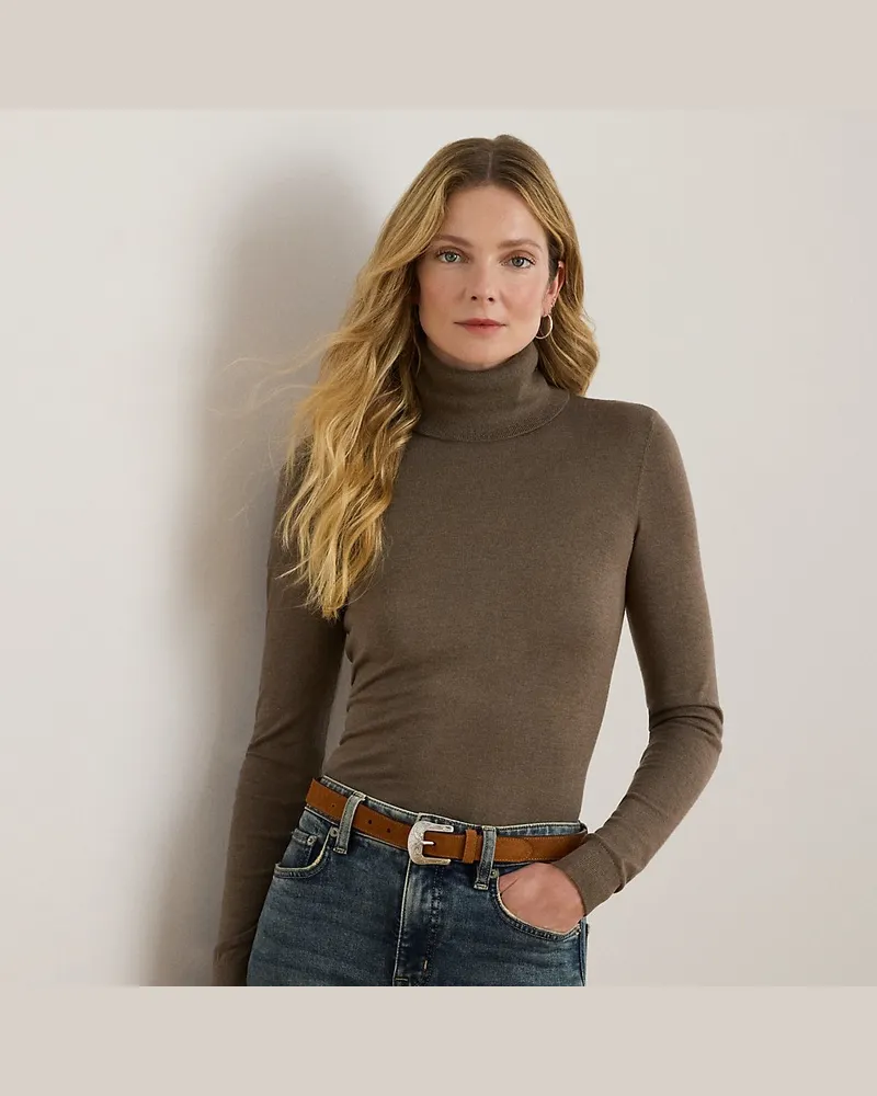 Ralph Lauren Rollkragenpullover aus Seiden-Mix Brown