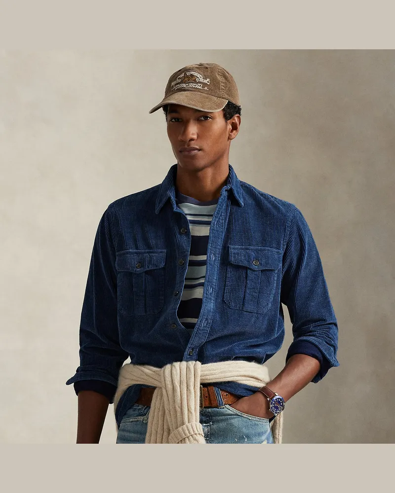 Ralph Lauren Classic-Fit Indigo-Kordsamt-Arbeitshemd Blue